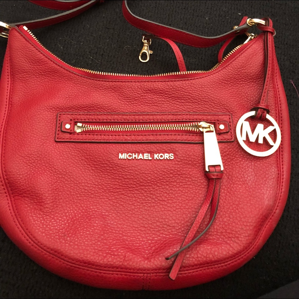 MK red leather Hobo bag